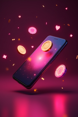 Smartphone with casino app screen